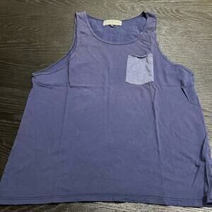 Groceries Navy Blue Cotton Tank with pocket size Large